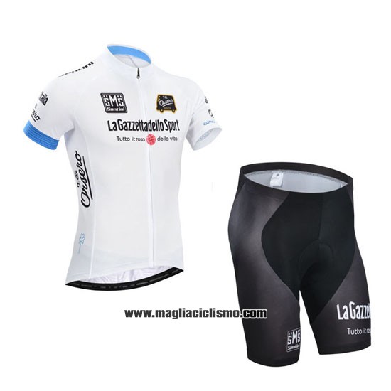 2014 Abbigliamento Ciclismo Giro d'Italia Bianco Manica Corta e Salopette